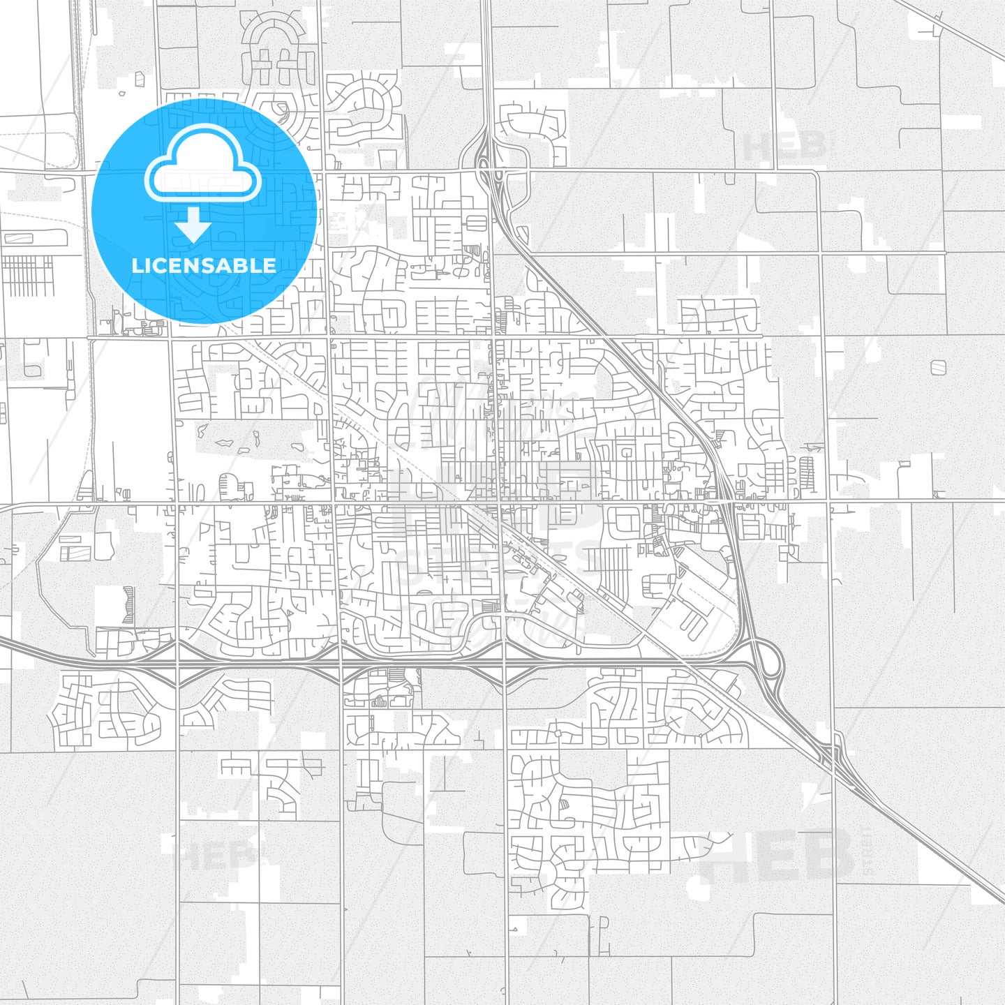 Manteca, California, USA, bright outlined vector map