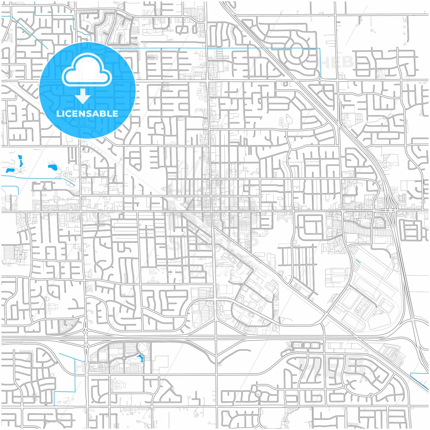 Manteca, California, United States, city map with high quality roads.