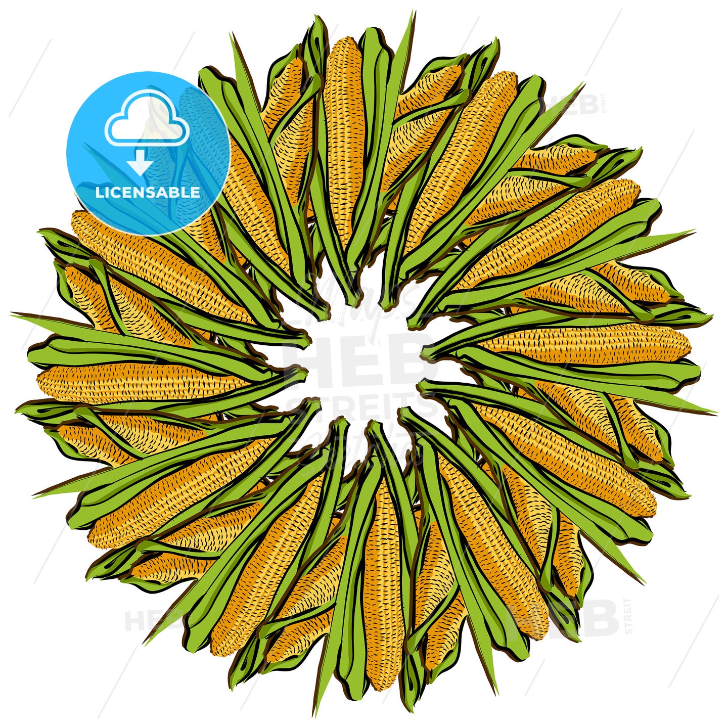 Many Corncob arranged in a circle on white – instant download