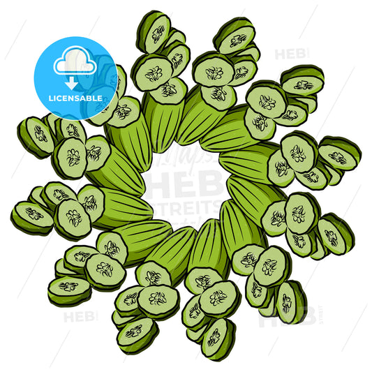 Many Cucumbers arranged in a circle on white – instant download