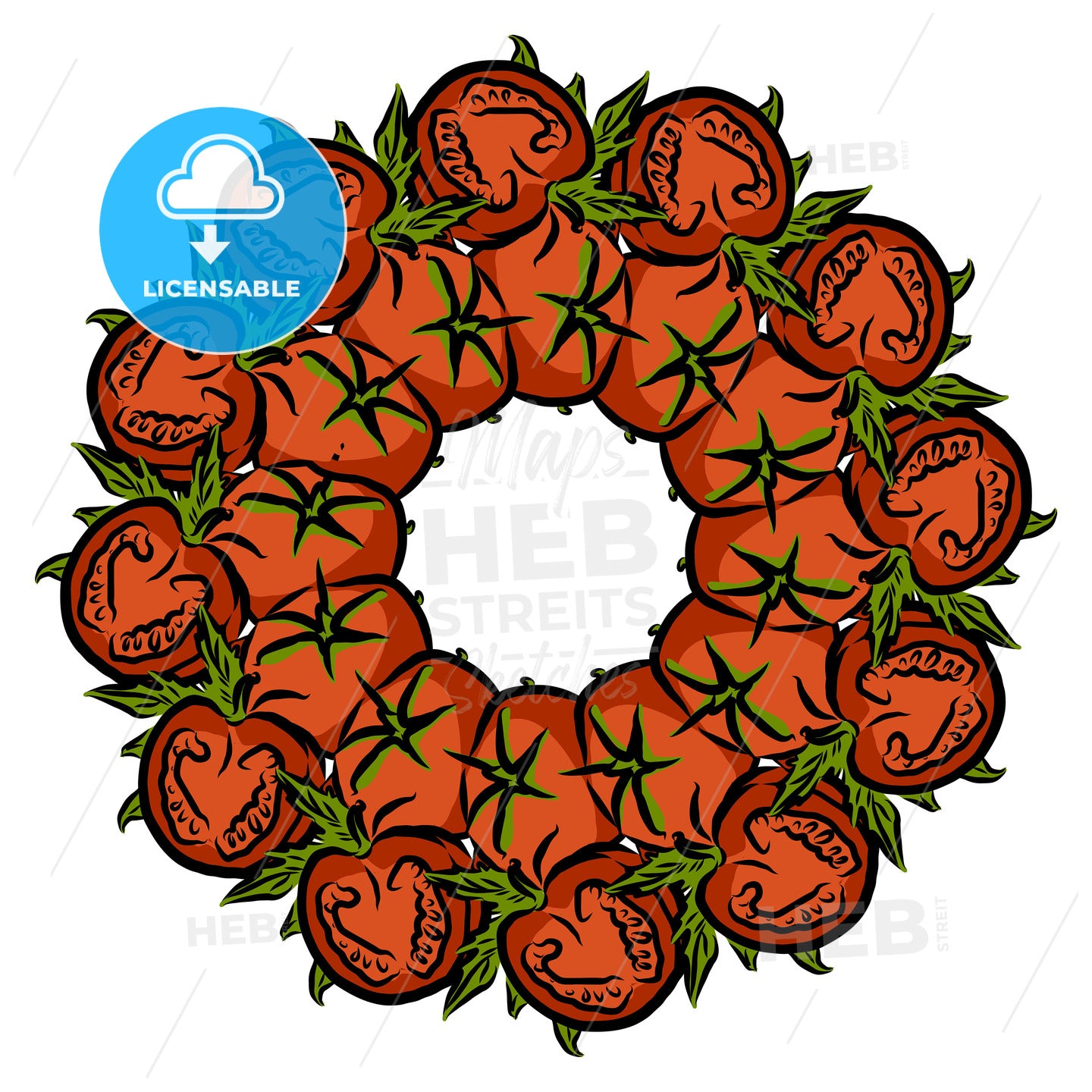 Many Tomatoes arranged in a circle on white – instant download
