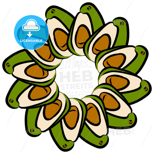 Many avocados arranged in a circle on white – instant download