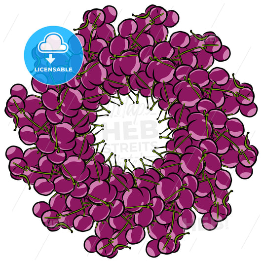 Many cherries arranged in a circle on white – instant download