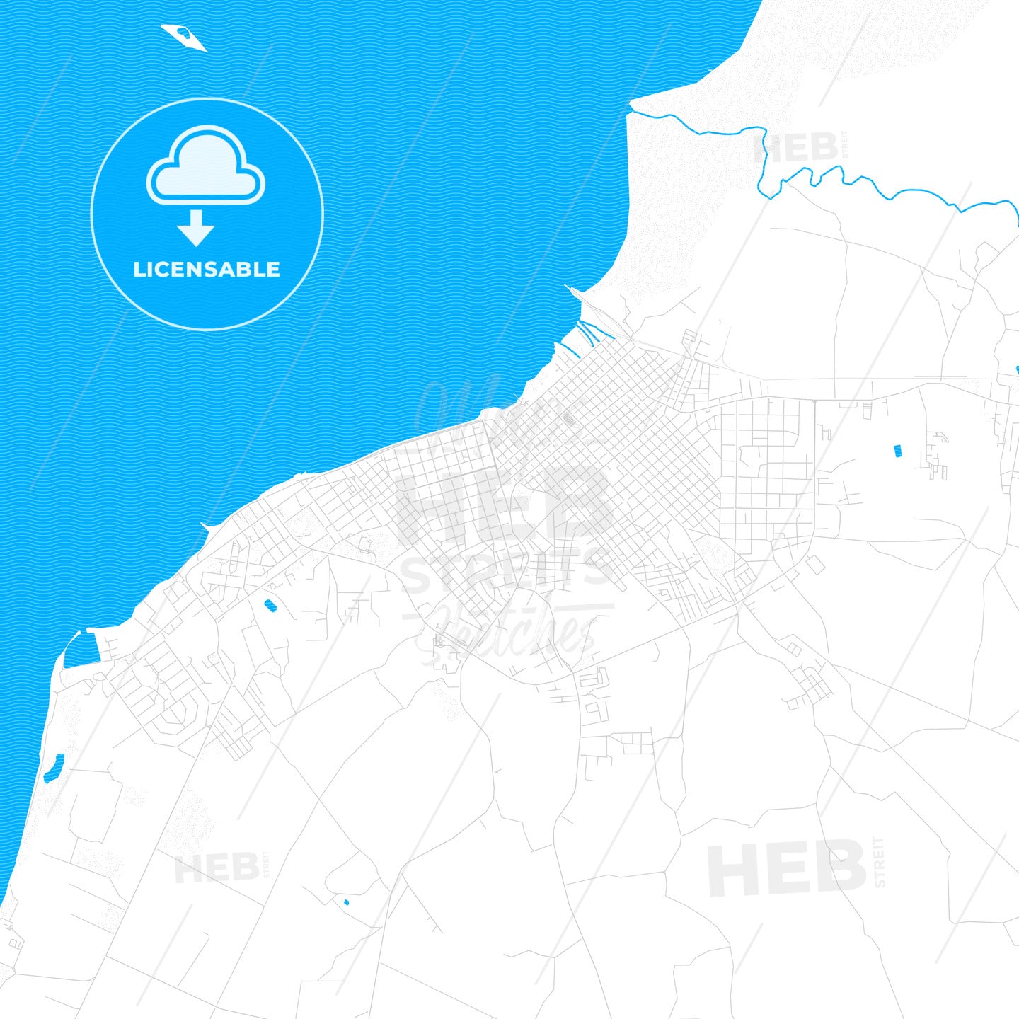 Manzanillo, Cuba PDF vector map with water in focus