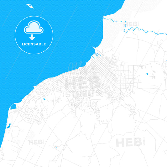 Manzanillo, Cuba PDF vector map with water in focus