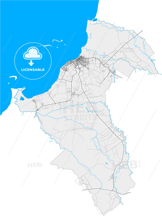 Manzanillo, Granma, Cuba, high quality vector map