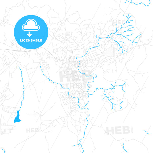 Manzini, Eswatini PDF vector map with water in focus