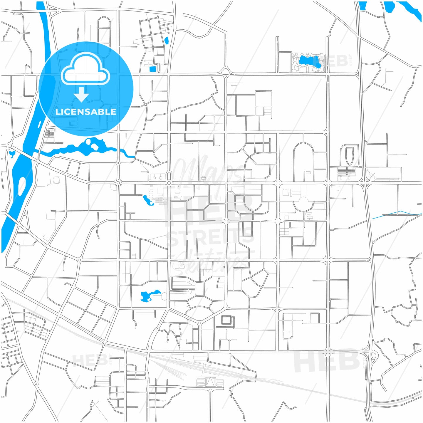 Maoming, Guangdong, China, city map with high quality roads.