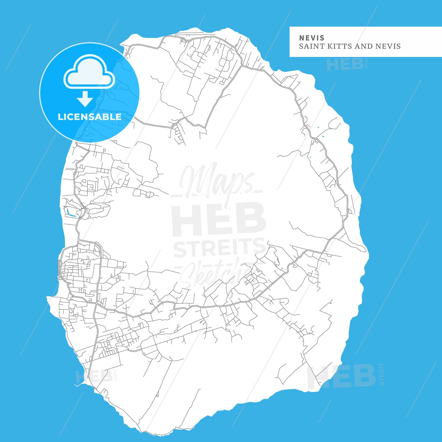 Map of Nevis Island