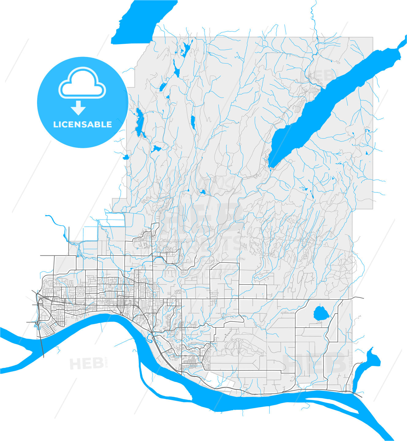 Maple Ridge, British Columbia, Canada, high quality vector map