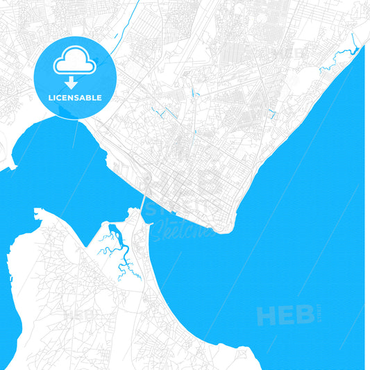 Maputo, Mozambique PDF vector map with water in focus