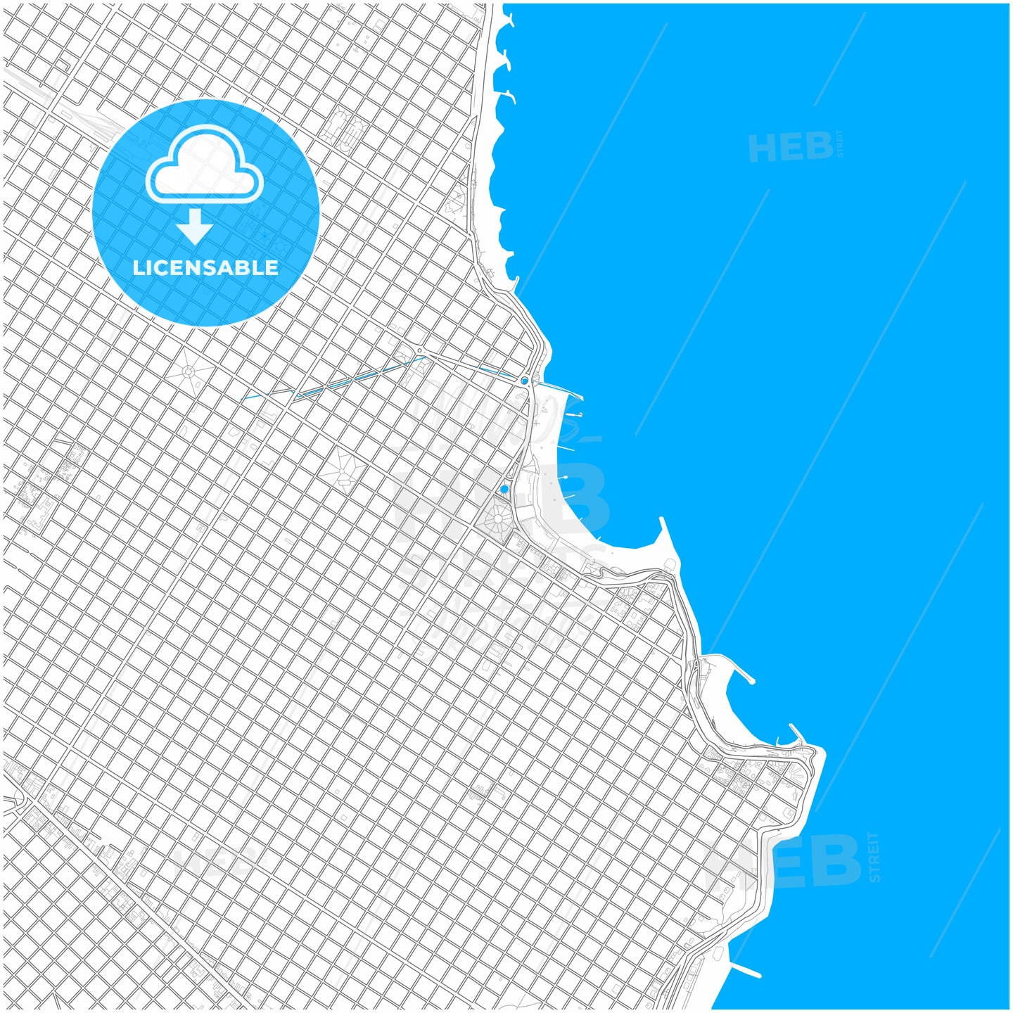 Mar del Plata, Argentina, city map with high quality roads.