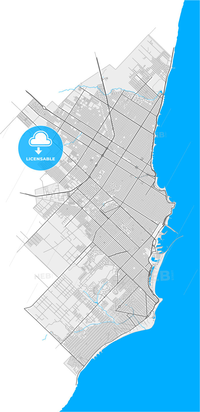 Mar del Plata, Argentina, high quality vector map