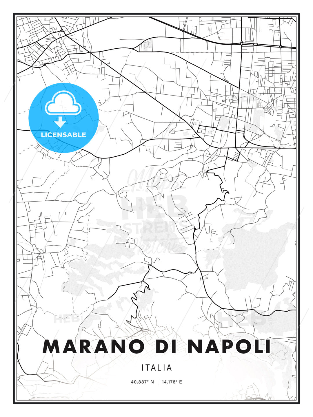 Marano di Napoli, Italy, Modern Print Template in Various Formats - HEBSTREITS Sketches