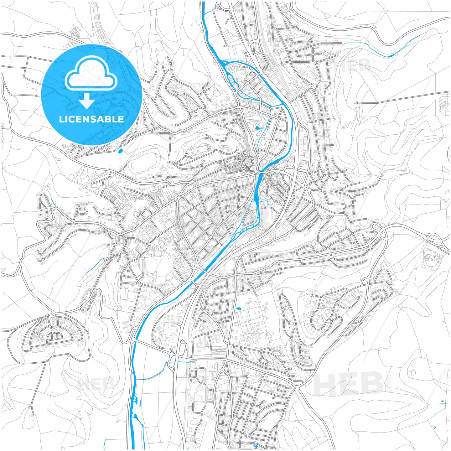 Marburg, Hesse, Germany, city map with high quality roads.