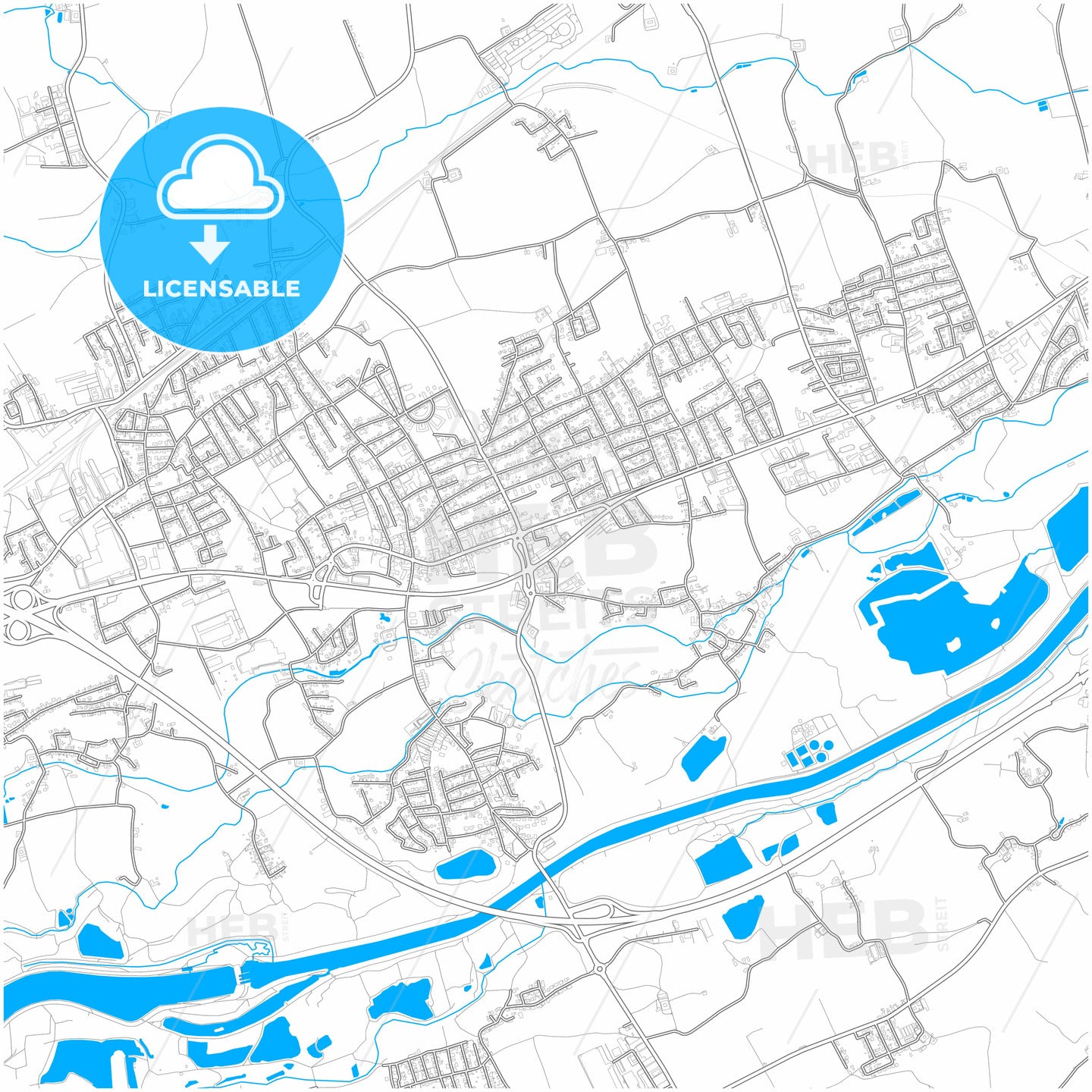 Marchtrenk, Upper Austria, Austria, city map with high quality roads.