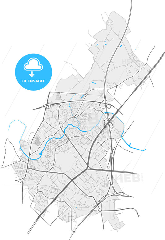 Marcq-en-Barœul, Nord, France, high quality vector map