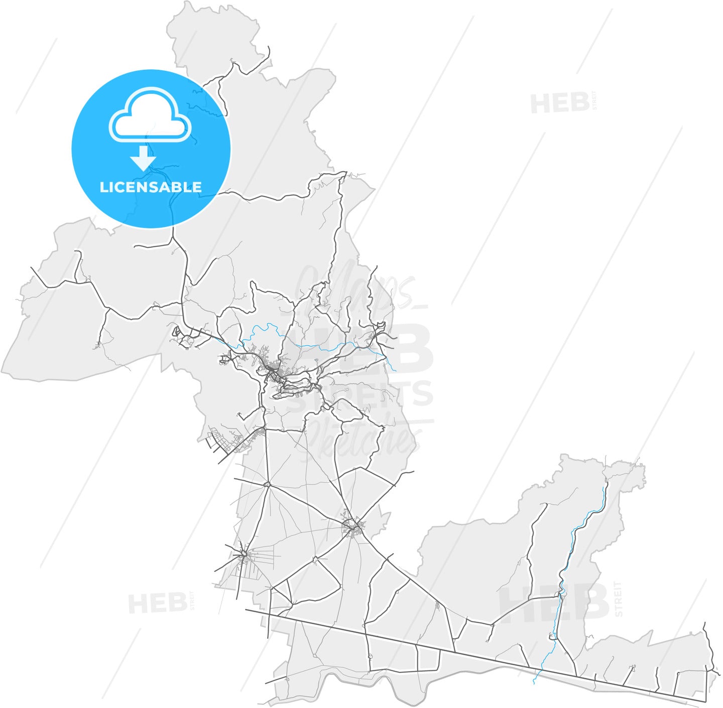 Mardin, Mardin, Turkey, high quality vector map