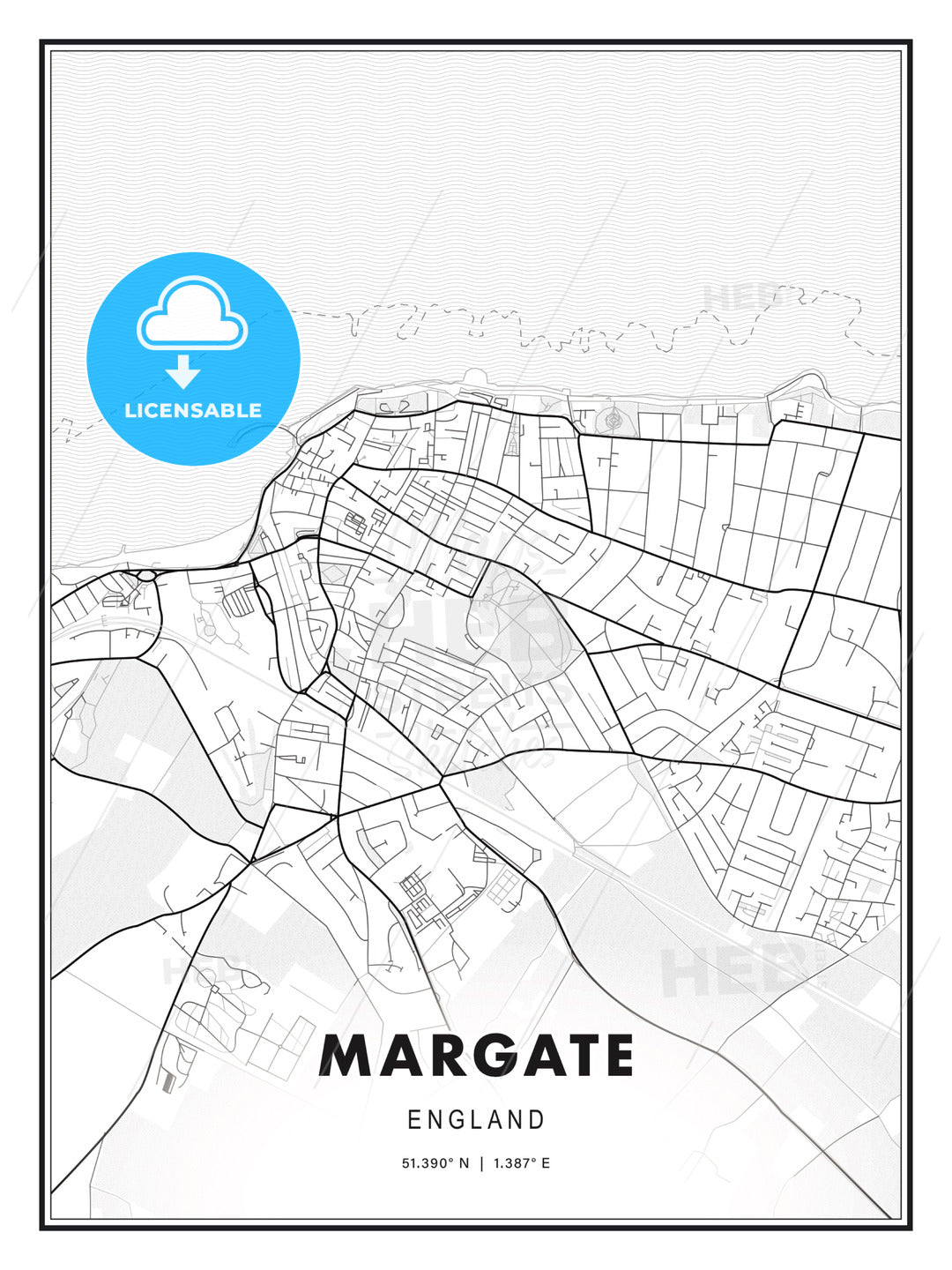 Margate, England, Modern Print Template in Various Formats - HEBSTREITS Sketches