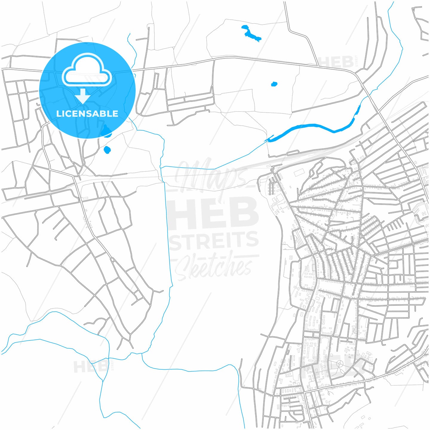 Marhanets, Dnipropetrovsk Oblast, Ukraine, city map with high quality roads.