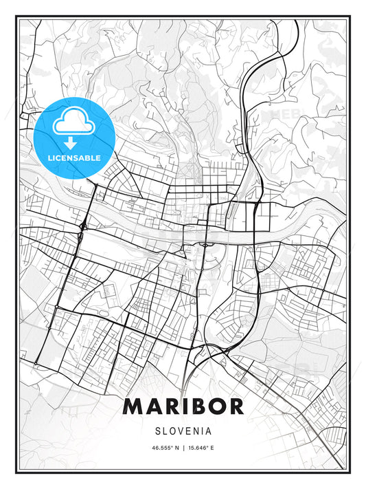 Maribor, Slovenia, Modern Print Template in Various Formats - HEBSTREITS Sketches