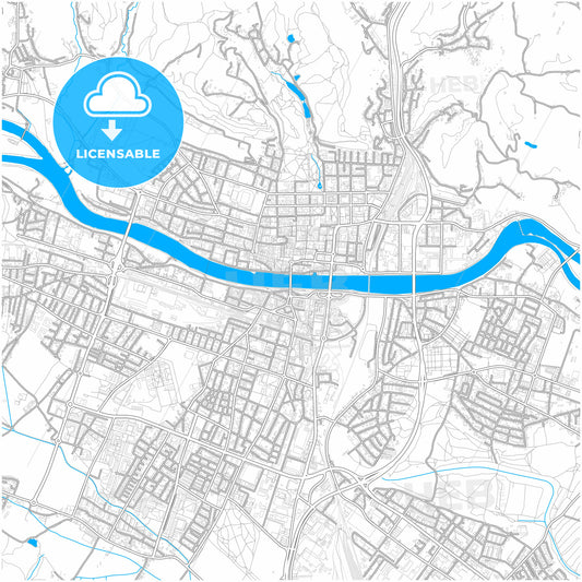 Maribor, Slovenia, city map with high quality roads.