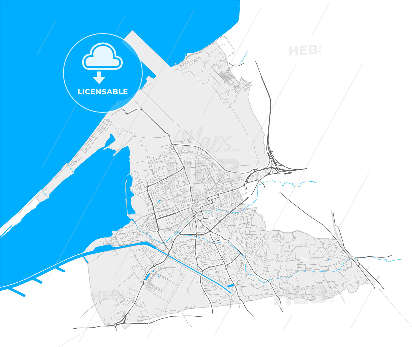 Marignane, Bouches-du-Rhône, France, high quality vector map