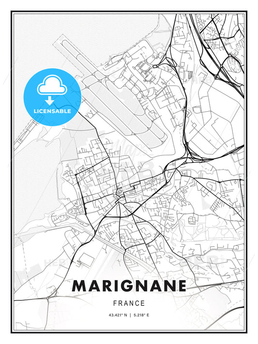 Marignane, France, Modern Print Template in Various Formats - HEBSTREITS Sketches