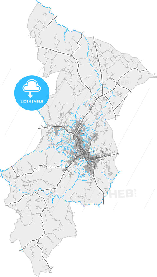 Marilia, Brazil, high quality vector map