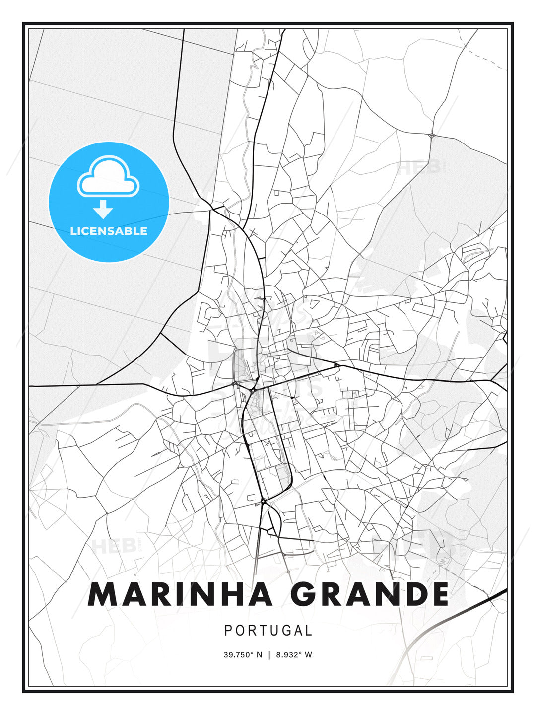Marinha Grande, Portugal, Modern Print Template in Various Formats - HEBSTREITS Sketches