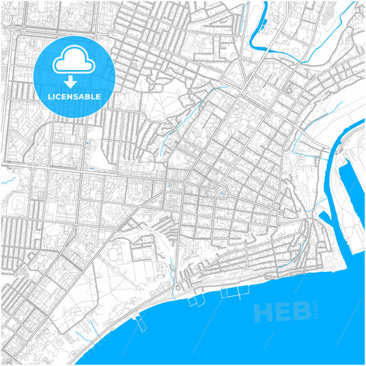 Mariupol, Donetsk Oblast, Ukraine, city map with high quality roads.