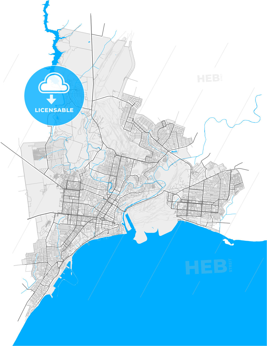 Mariupol, Donetsk Oblast, Ukraine, high quality vector map