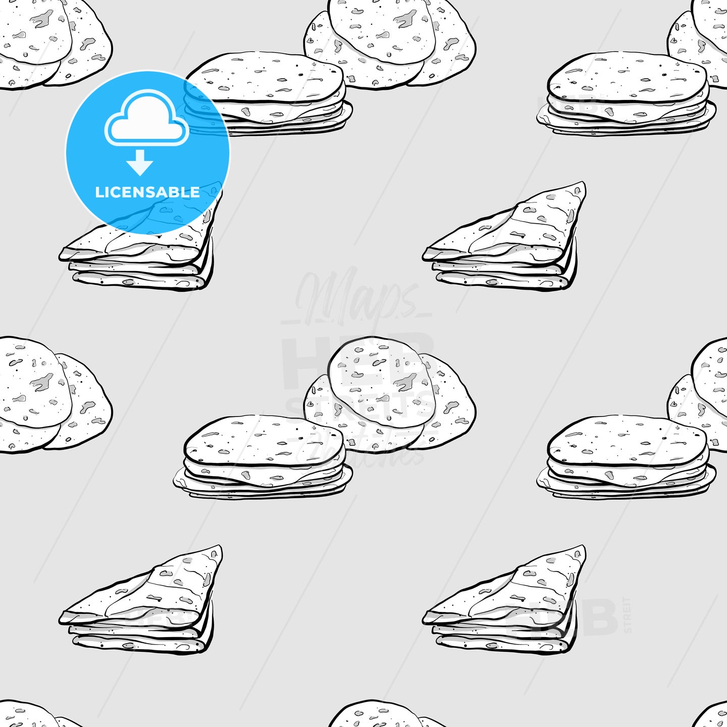 Markook seamless pattern greyscale drawing – instant download