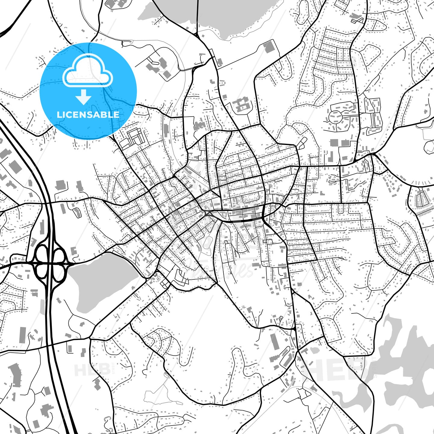 Marl, Germany, vector map with buildings