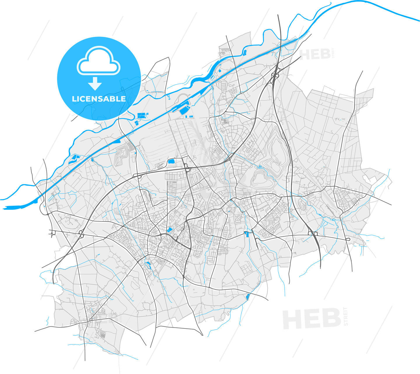 Marl, North Rhine-Westphalia, Germany, high quality vector map