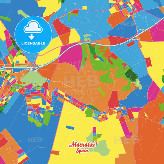 Marratxí, Spain Crazy Colorful Street Map Poster Template - HEBSTREITS Sketches