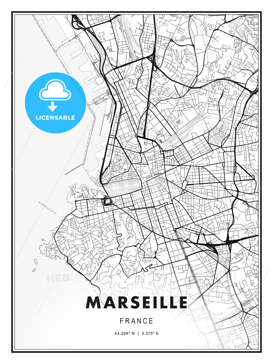Marseille, France, Modern Print Template in Various Formats - HEBSTREITS Sketches