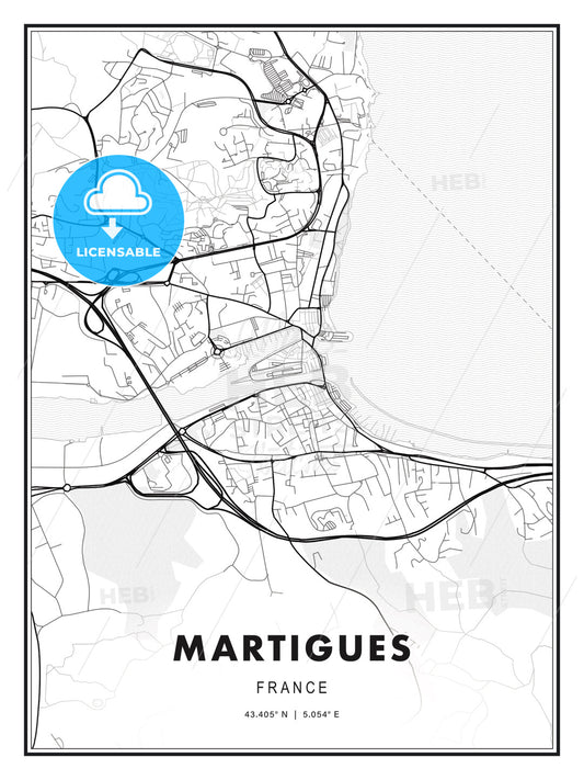Martigues, France, Modern Print Template in Various Formats - HEBSTREITS Sketches