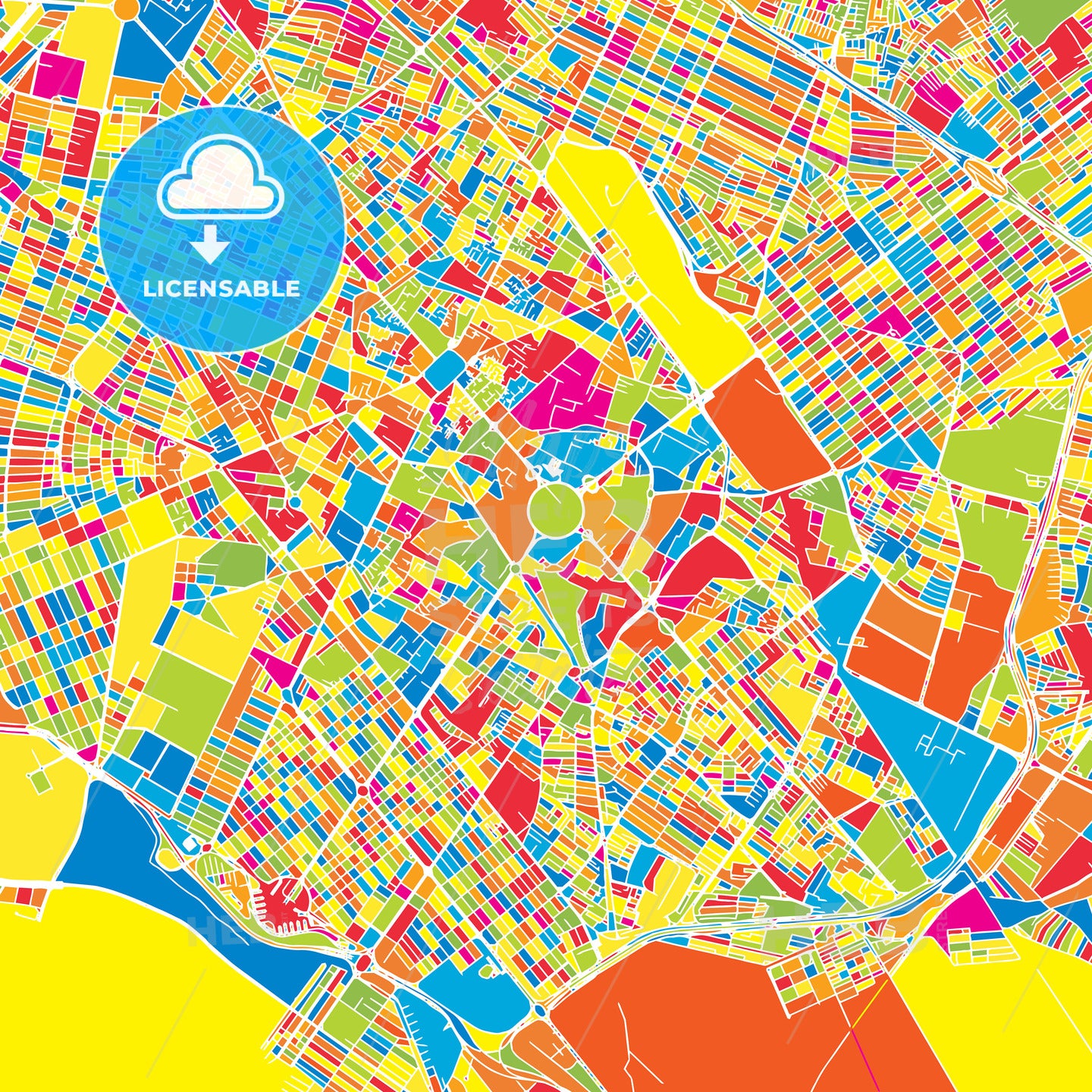 Mashhad, Iran, colorful vector map