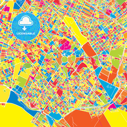 Mashhad, Iran, colorful vector map