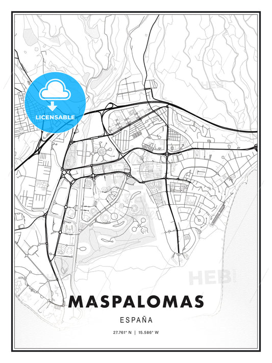 Maspalomas, Spain, Modern Print Template in Various Formats - HEBSTREITS Sketches