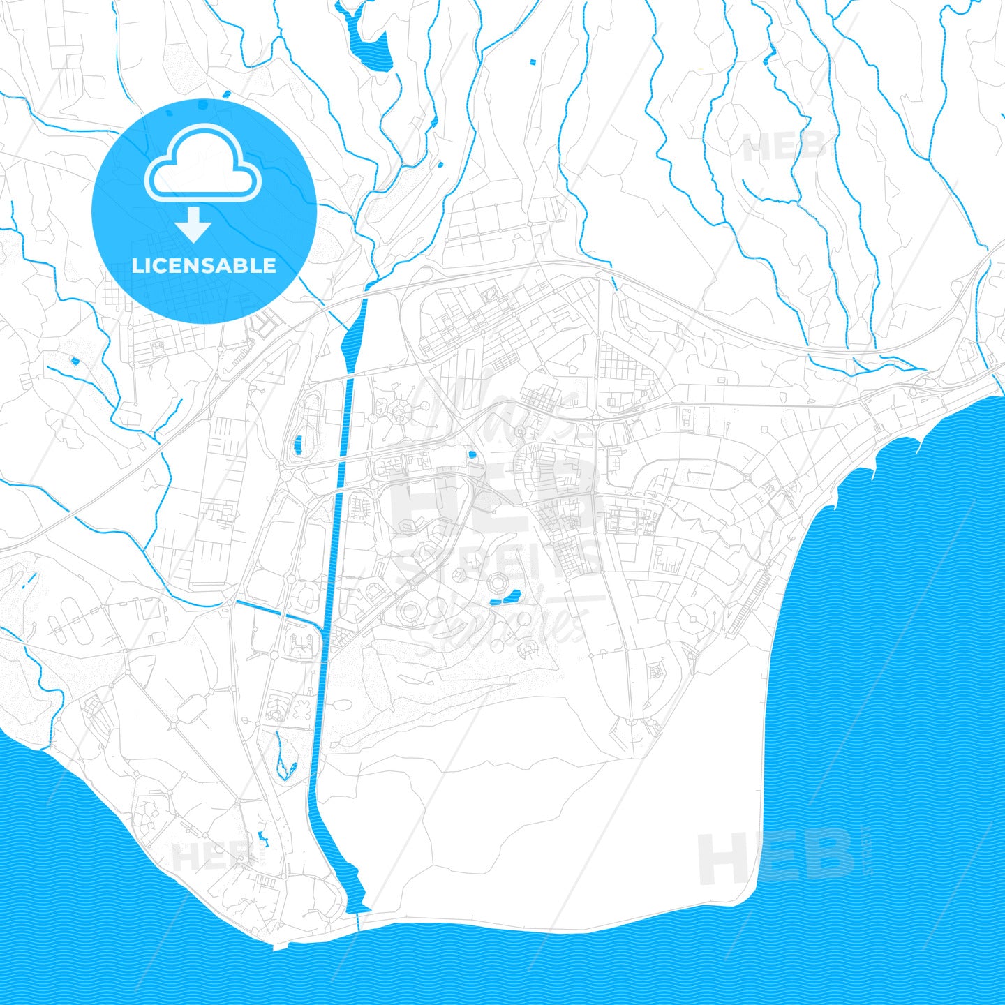 Maspalomas, Spain PDF vector map with water in focus