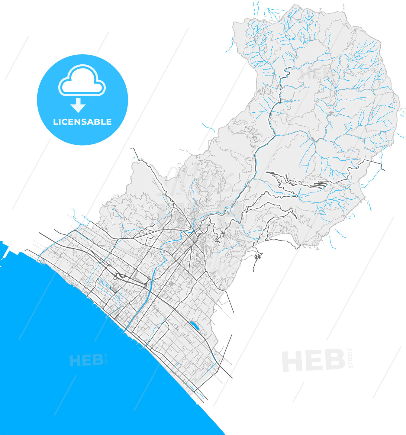 Massa, Tuscany, Italy, high quality vector map