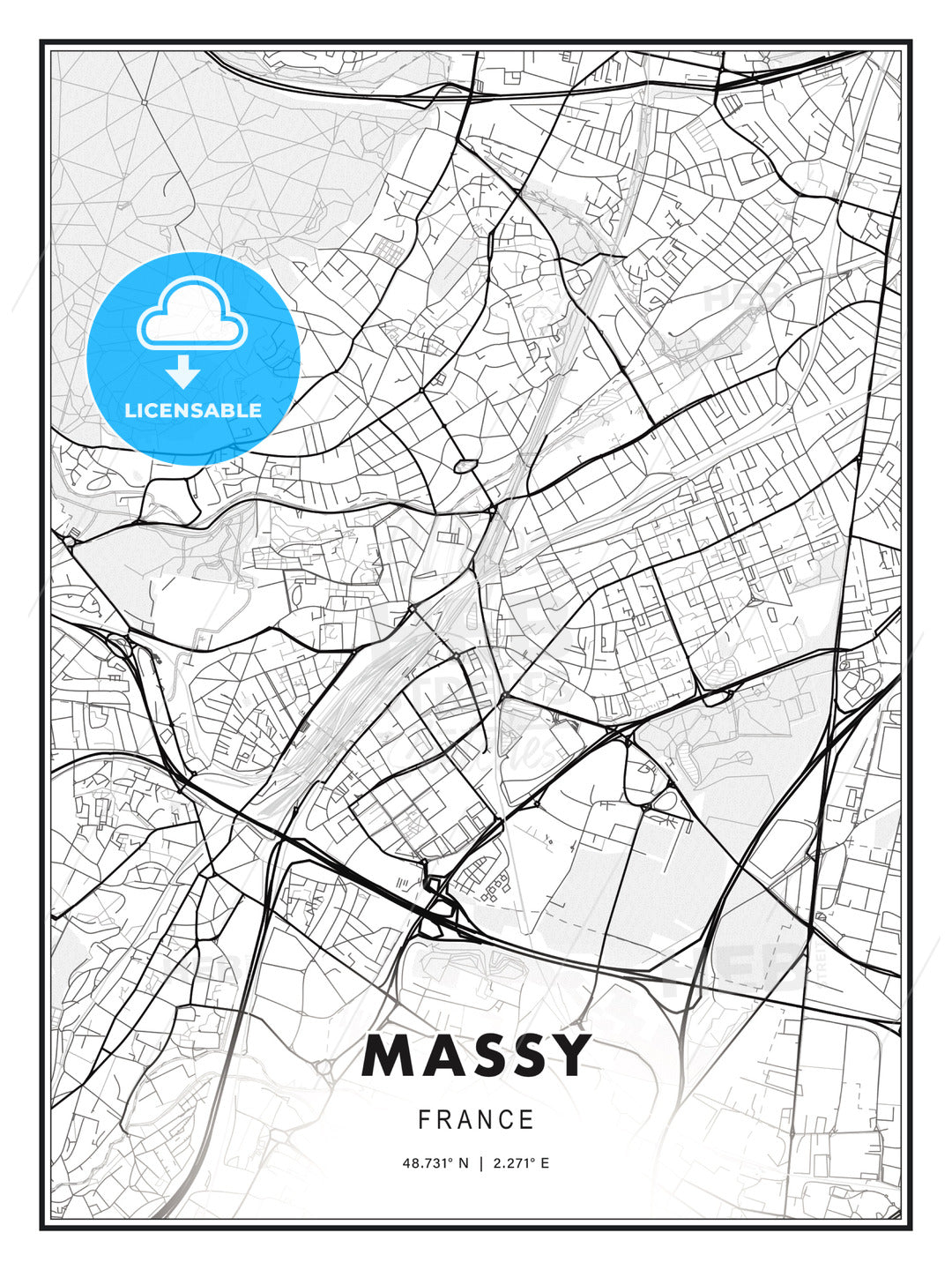 Massy, France, Modern Print Template in Various Formats - HEBSTREITS Sketches