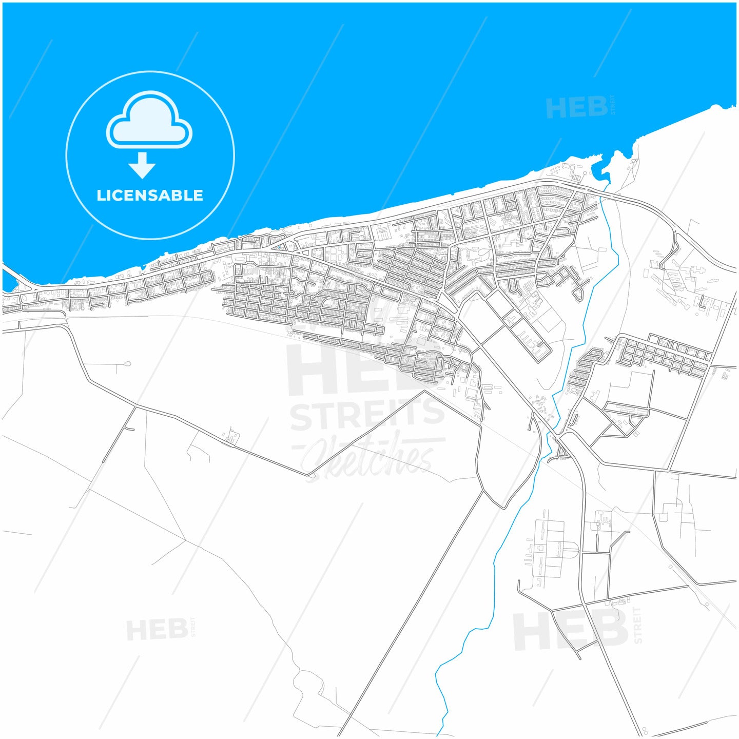 Matanzas, Matanzas, Cuba, city map with high quality roads.