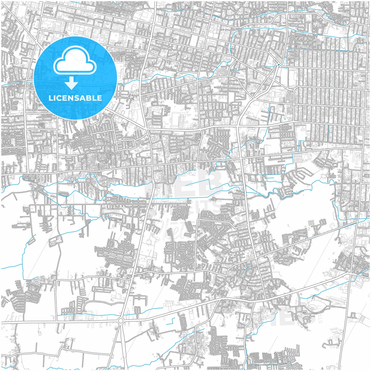 Mataram, West Nusa Tenggara, Indonesia, city map with high quality roads.