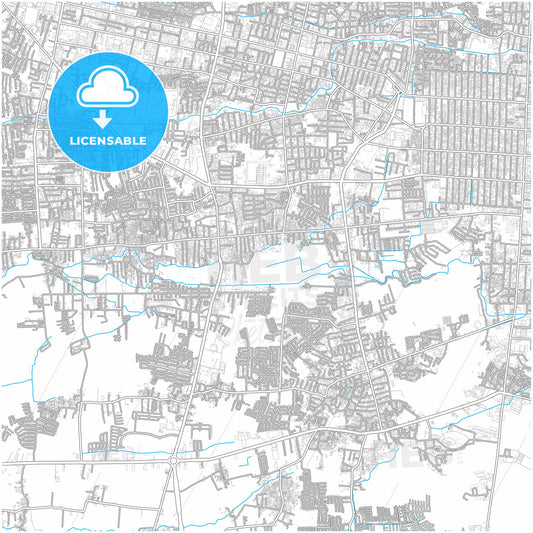 Mataram, West Nusa Tenggara, Indonesia, city map with high quality roads.