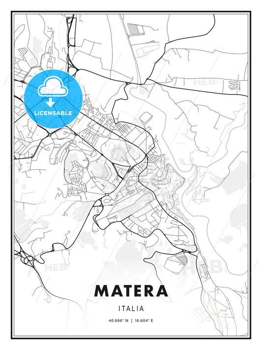 Matera, Italy, Modern Print Template in Various Formats - HEBSTREITS Sketches