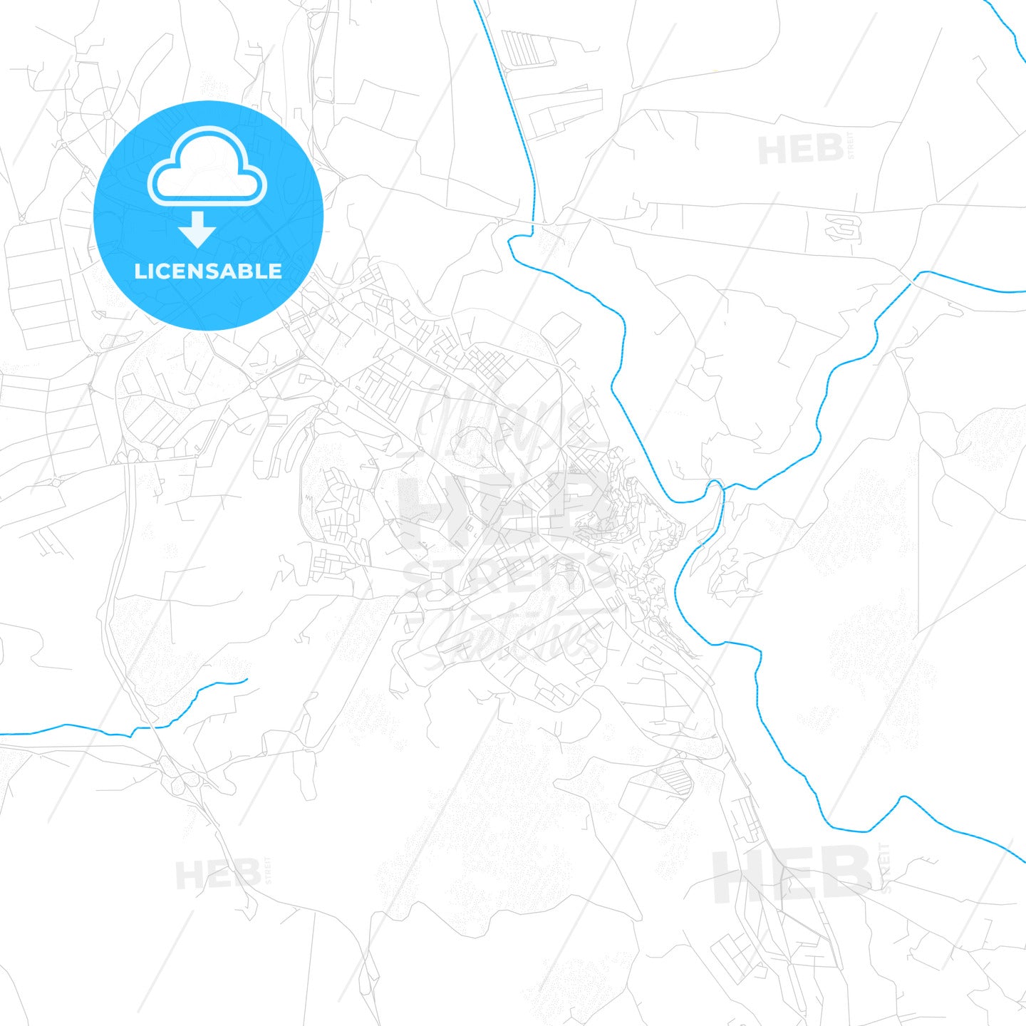 Matera, Italy PDF vector map with water in focus