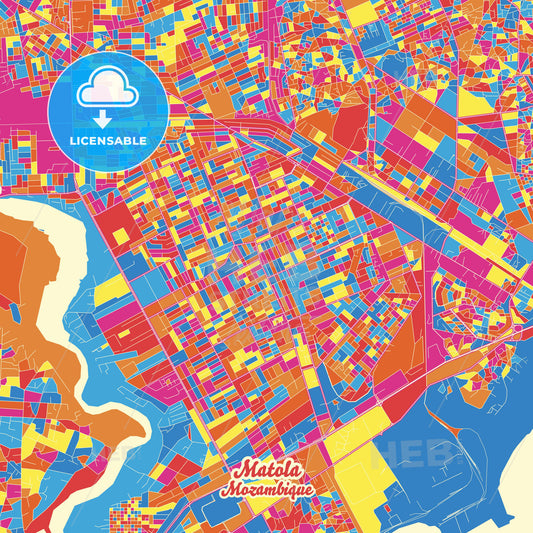 Matola, Mozambique Crazy Colorful Street Map Poster Template - HEBSTREITS Sketches
